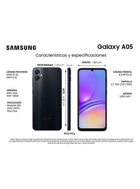 Smartphone Galaxy A05 128GB 6.7" Negro Compañía Claro-1