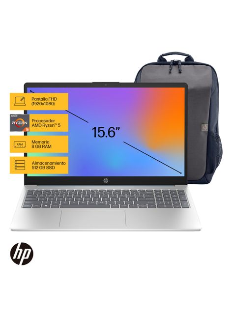 Notebook 15-fc0020la AMD Ryzen 5 8GB RAM 512GB SSD 15.6" FHD + Mochila HP Travel-1