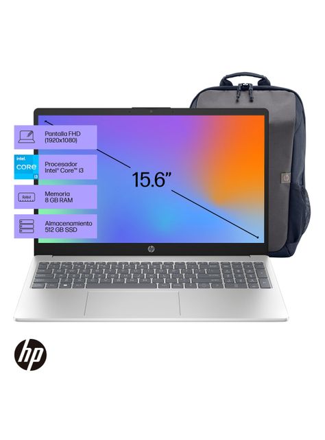 Notebook 15-fd0010la Intel Core i3 8GB RAM 512GB SSD 15.6" FHD + Mochila HP Travel-1