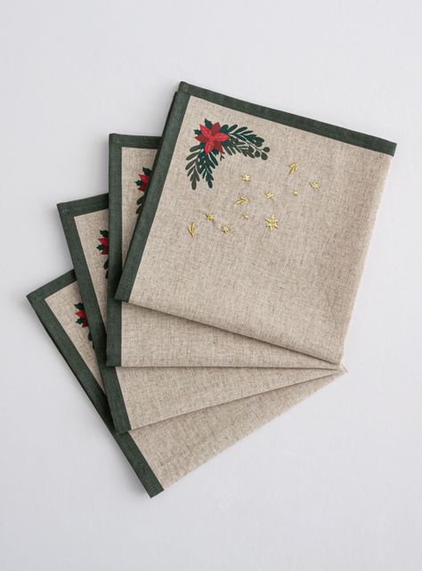 Set 4 Servilletas Muérdago 45x45 cm-0