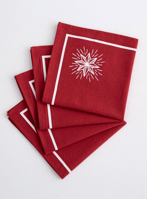 Set 4 Servilletas Navideñas Rojo 45x45 cm-0