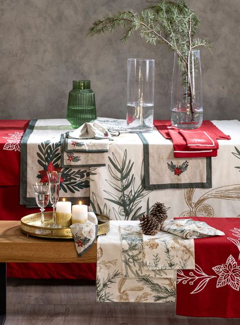 Set 4 Servilletas Navideñas Rojo 45x45 cm-3