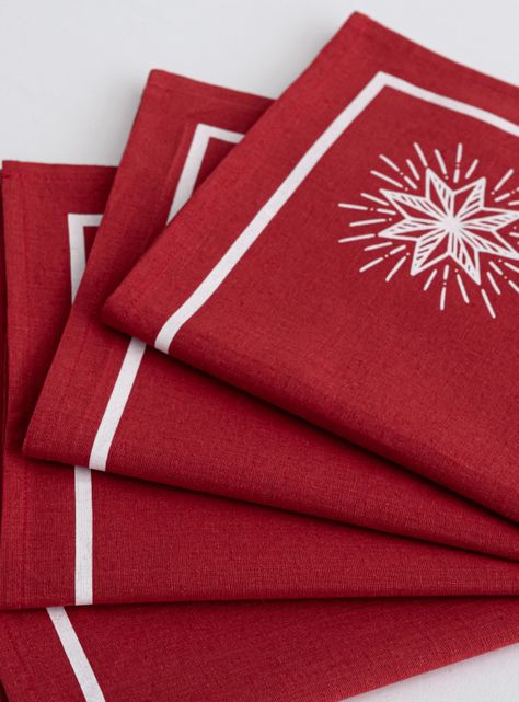 Set 4 Servilletas Navideñas Rojo 45x45 cm-2