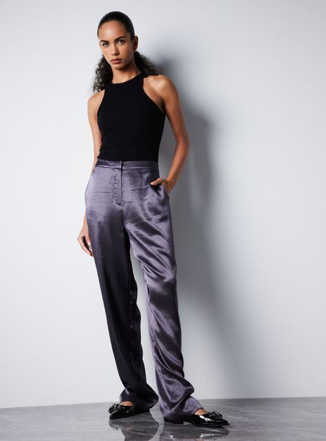 Pantalón Traje Recto Satín-4