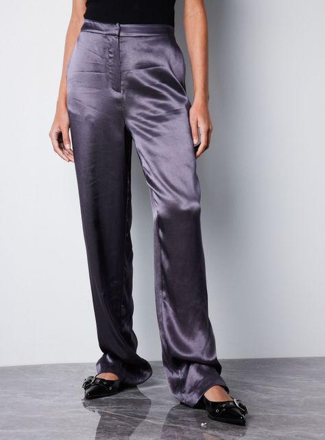 Pantalón Traje Recto Satín-0
