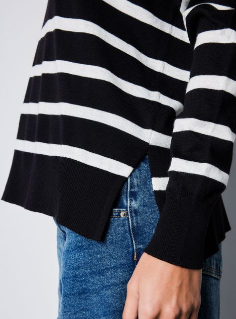 Sweater Cuello V Aberturas Laterales-3