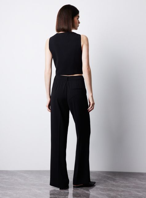Pantalón Traje Recto Con Abertura Lateral-5