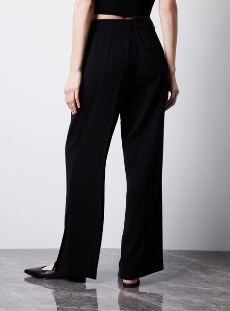 Pantalón Traje Recto Con Abertura Lateral-1