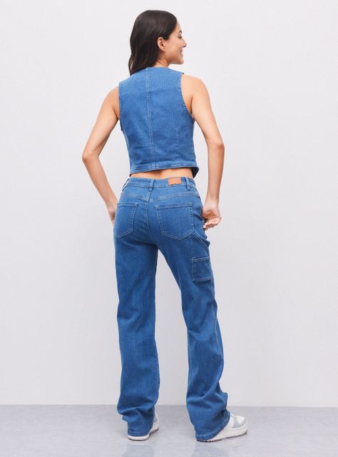 Chaqueta Vest Estampado Denim Rayas-5