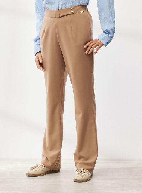 Pantalón de Vestir Tiro Medio Pretina-0