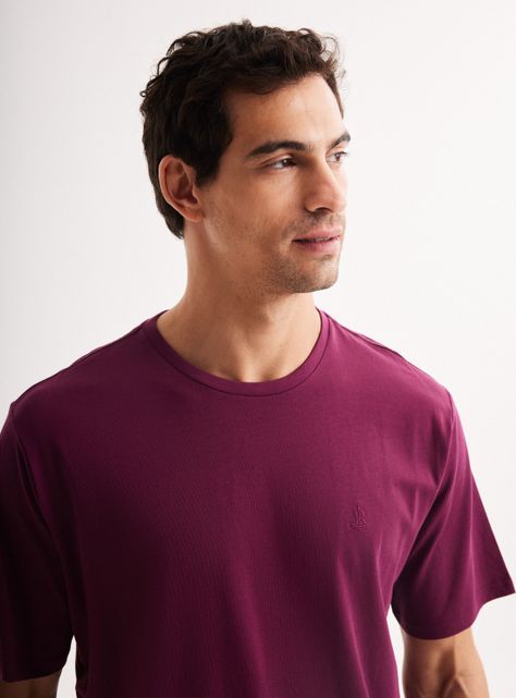 Polera Manga Corta Cuello Redondo Logo Bordado En Pecho-2