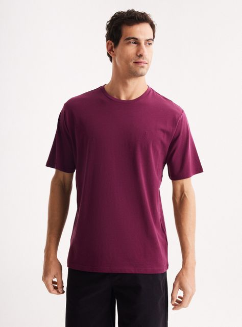 Polera Manga Corta Cuello Redondo Logo Bordado En Pecho-0