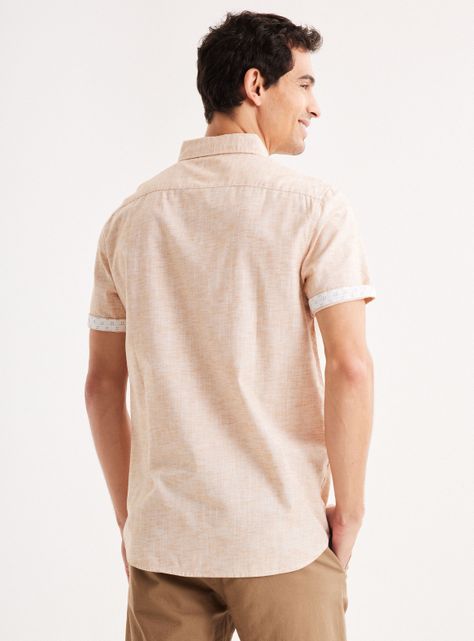 Camisa de Vestir Manga Corta Algodón Detalle Mangas-1