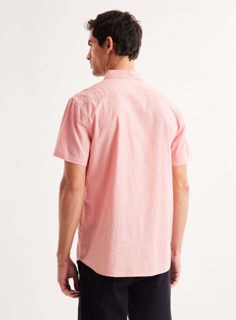 Camisa de Vestir Manga Corta Lino Algodón Colores-1