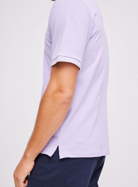 Polera Manga Corta Piqué Detalle Cuello y Manga-3