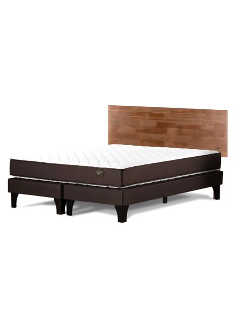Cama Europea Ergo T 2 Plazas Base Dividida + Respaldo Tabor Café-0