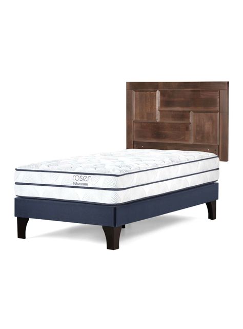 Cama Europea Autonomy Sky 1.5 Plazas Patas Madera + Respaldo-0