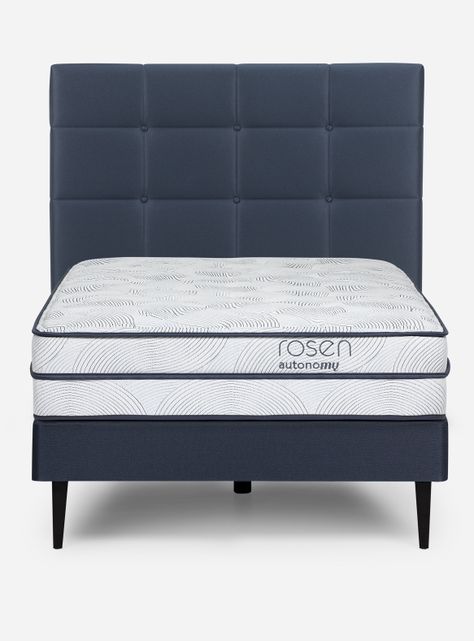 Cama Europea Autonomy Sky 1.5 Plazas + Respaldo Azul Oscuro-1
