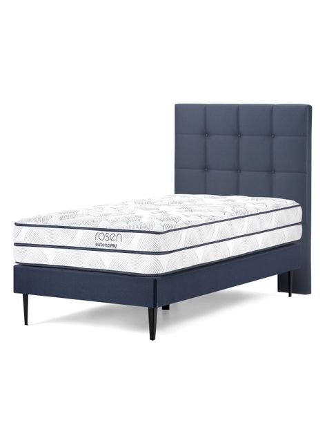 Cama Europea Autonomy Sky 1.5 Plazas + Respaldo Azul Oscuro-0