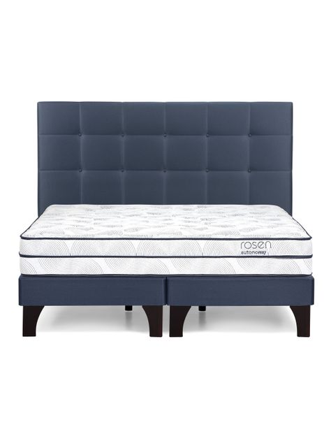 Cama Europea Autonomy Sky King + Respaldo Azul Oscuro-1