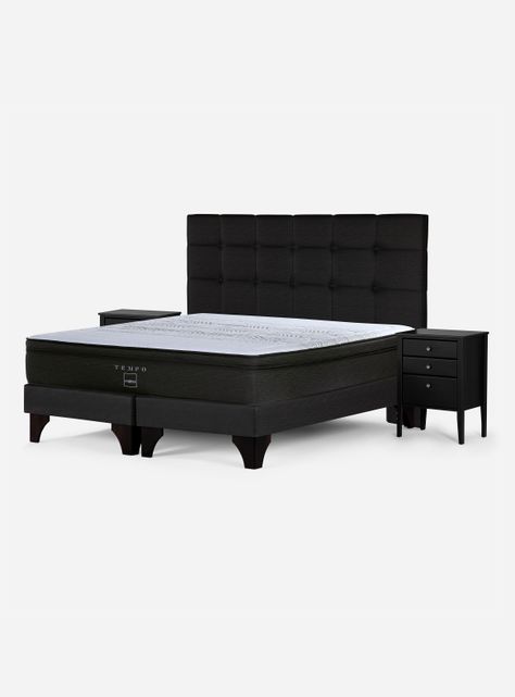 Cama Europea Tempo Súper King + Set de Muebles Issey Grafito-0
