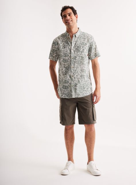 Camisa de Vestir Manga Corta Lino Algodón Diseños-4