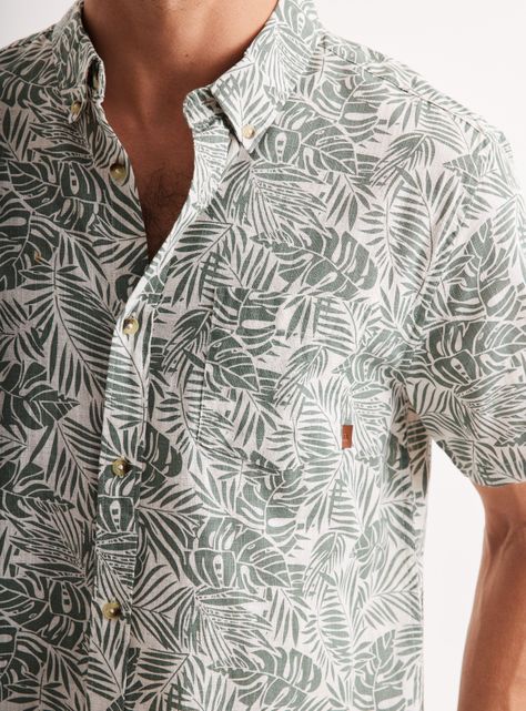 Camisa de Vestir Manga Corta Lino Algodón Diseños-3