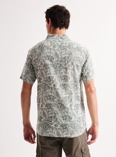 Camisa de Vestir Manga Corta Lino Algodón Diseños-1