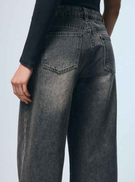 Jeans Tiro Medio Wide Leg Desgastados-3