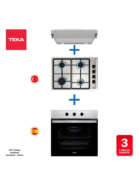Kit Empotrable Horno Eléctrico HBB445 + Encimera Gas HLX540 BUT + Campana CX 62120 Inox-1