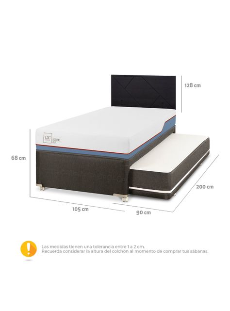 Diván Excellence Plus Black 1.5 Plazas Respaldo Villarrica Negro-1
