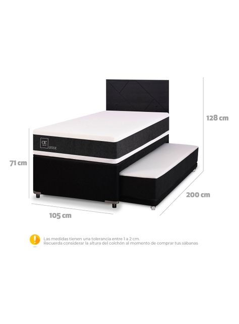 Diván Ortopedic Black 1.5 Plazas Respaldo Villarrica Negro-1