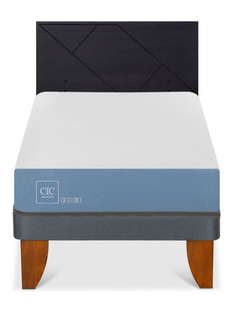 Cama Europea Excellence 1.5 Plazas x190 cm + Respaldo Villarrica Negro-2