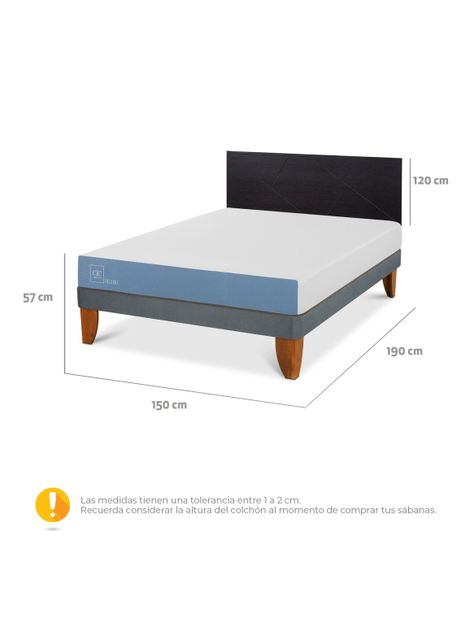 Cama Europea Excellence 2 Plazas x190 cm + Respaldo Villarrica Negro-1