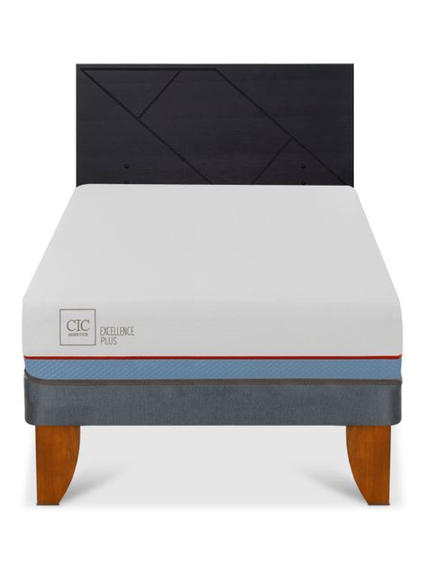 Cama Europea Excellence Plus 1.5 Plazas + Respaldo Villarrica Negro-2