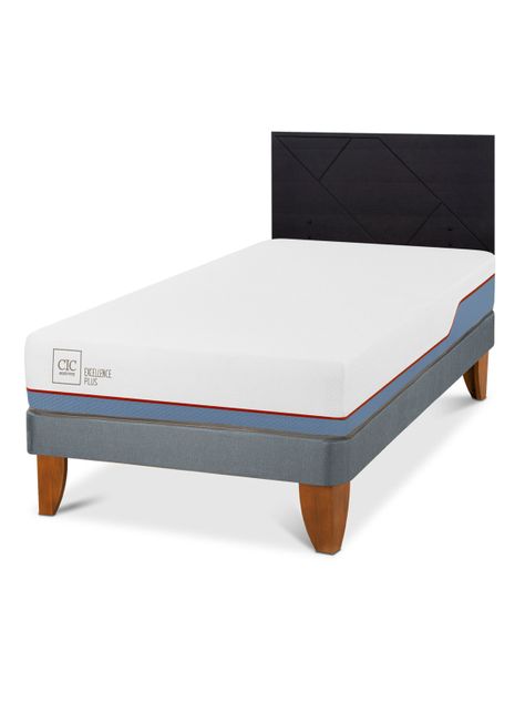 Cama Europea Excellence Plus 1.5 Plazas + Respaldo Villarrica Negro-0