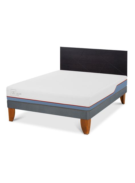Cama Europea Excellence Plus 2 Plazas + Respaldo Villarrica Negro-0