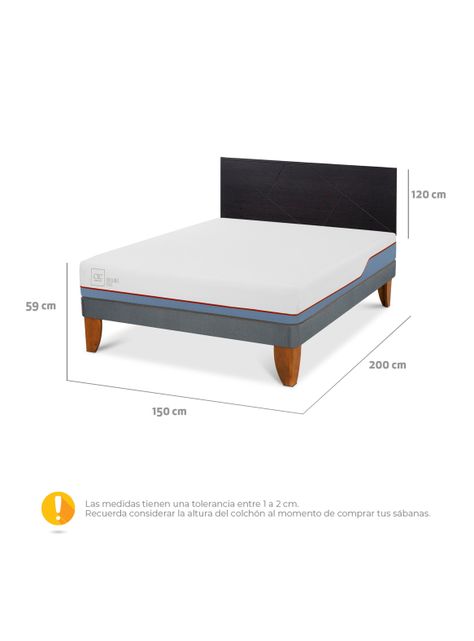 Cama Europea Excellence Plus 2 Plazas + Respaldo Villarrica Negro-1