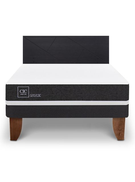 Cama Europea Ortopedic 2 Plazas + Respaldo Villarrica Negro-2
