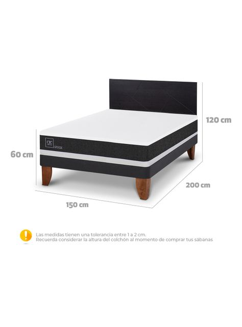 Cama Europea Ortopedic 2 Plazas + Respaldo Villarrica Negro-1