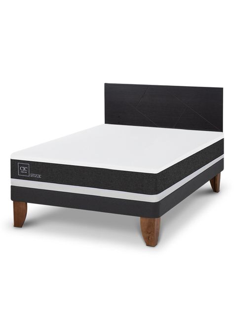 Cama Europea Ortopedic 2 Plazas + Respaldo Villarrica Negro-0