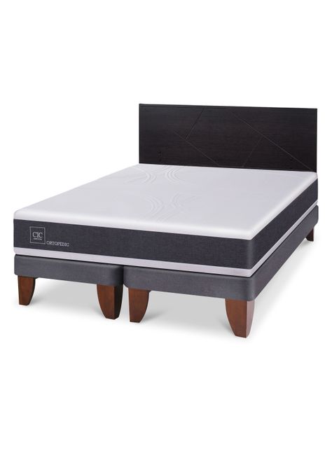 Cama Europea Ortopedic 2 Plazas Base Dividida + Respaldo Villarrica Negro-0