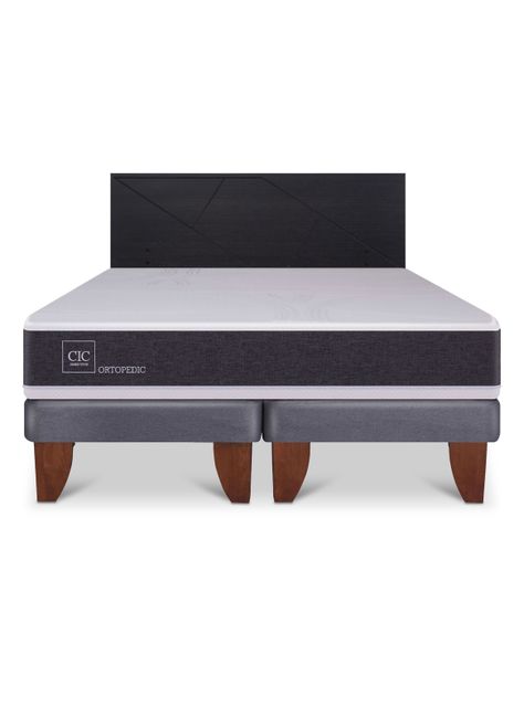 Cama Europea Ortopedic King + Respaldo Villarrica Negro-2