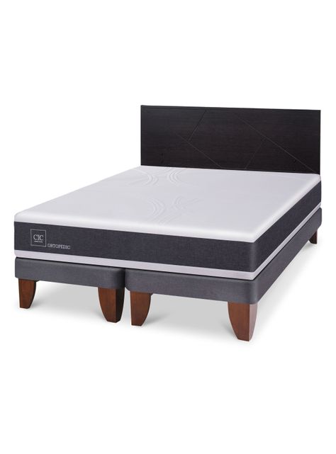 Cama Europea Ortopedic King + Respaldo Villarrica Negro-0