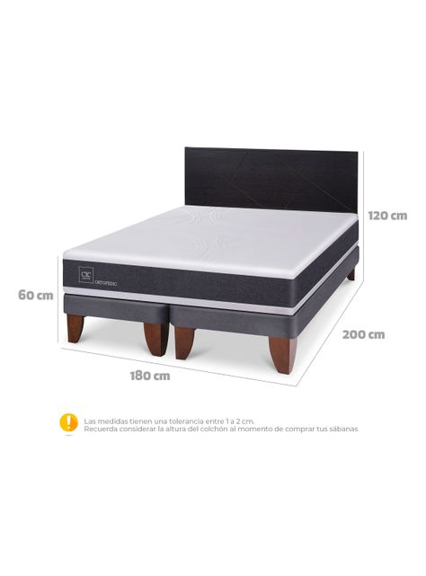 Cama Europea Ortopedic King + Respaldo Villarrica Negro-1