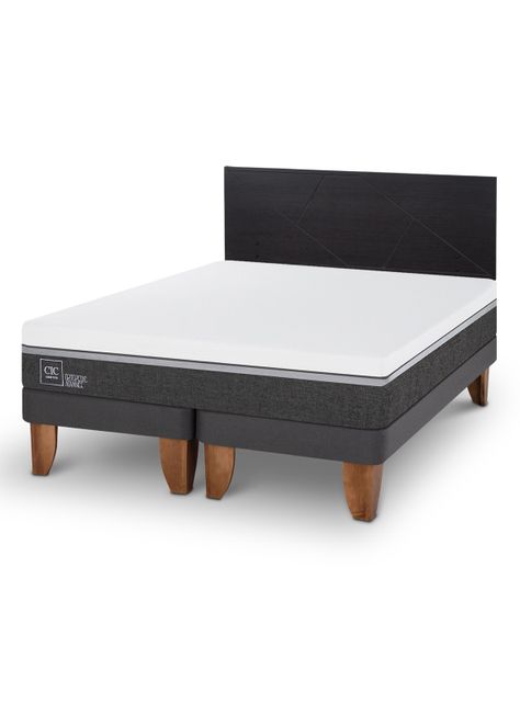 Cama Europea Ortopedic Advance King + Respaldo Villarrica Negro-0