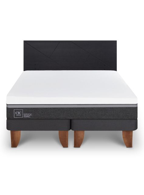 Cama Europea Ortopedic Advance King + Respaldo Villarrica Negro-2