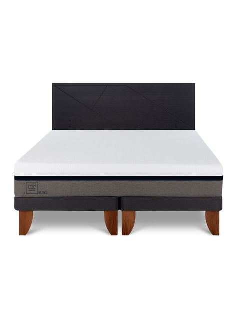 Cama Europea Balance 2 Plazas Base Dividida + Respaldo Villarrica Negro-2