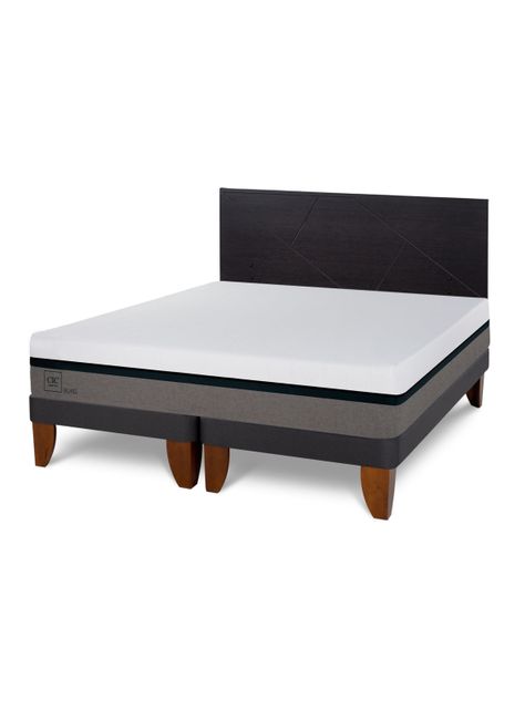 Cama Europea Balance 2 Plazas Base Dividida + Respaldo Villarrica Negro-0