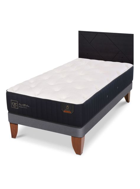Cama Europea Premium 1.5 Plazas + Respaldo Villarrica Negro-0